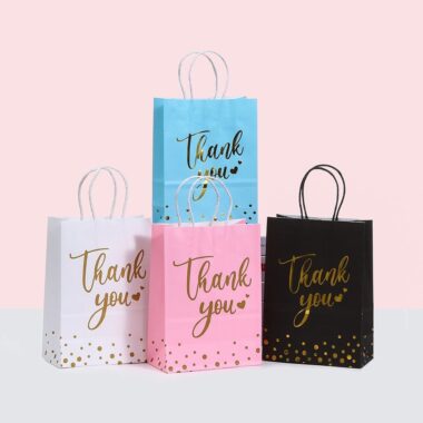 Custom logo kraft paper gift shopping bags for retail and events