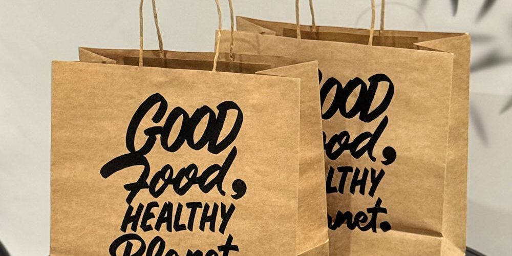 Custom logo brown kraft paper takeaway bags for fast food