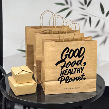 Custom logo brown kraft paper takeaway bags for fast food