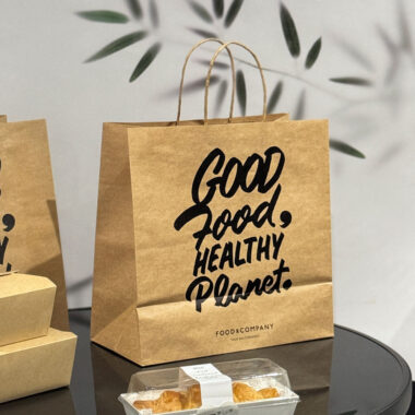 Custom logo brown kraft paper takeaway bags for fast food