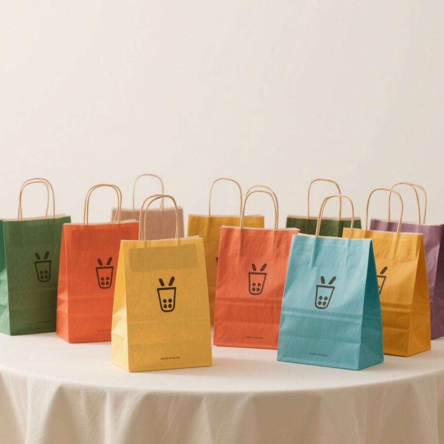 Custom logo kraft paper bags with handles for retail stores