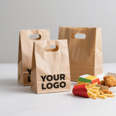 Food takeaway kraft paper bags for restaurant delivery