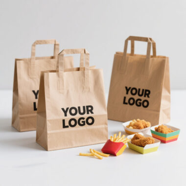 Food takeaway kraft paper bags for restaurant delivery