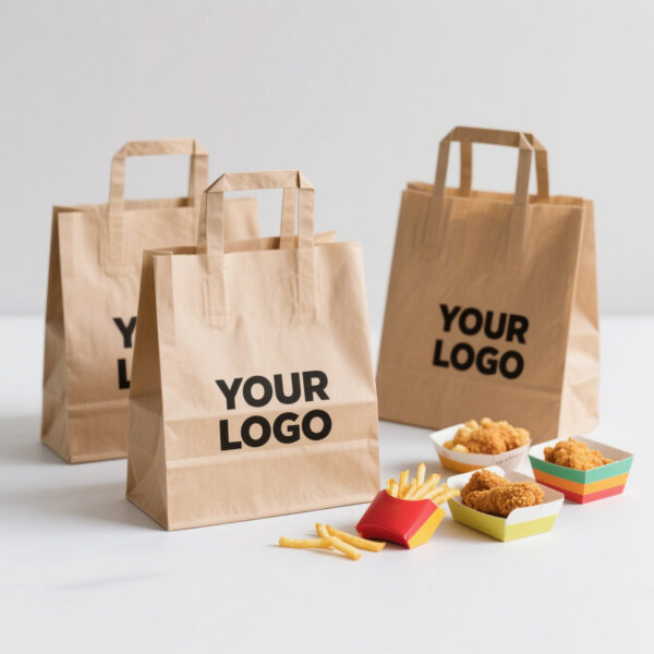 Food takeaway kraft paper bags for restaurant delivery