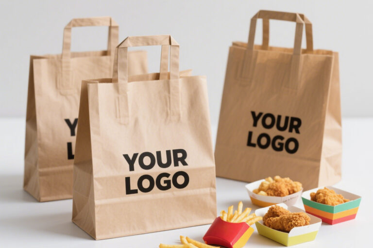 Eco-Friendly Food Takeaway Kraft Paper Bags (5) Food takeaway kraft paper bags for restaurant delivery