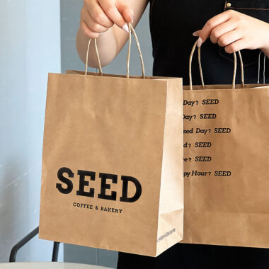 Kraft paper food bags for takeaway coffee and juice cups