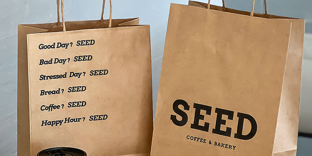 Kraft paper food bags for takeaway coffee and juice cups