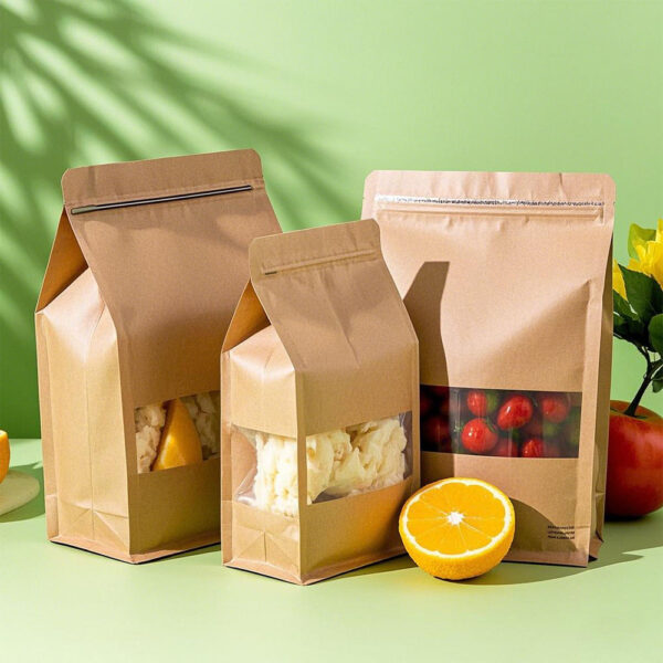Kraft paper pouches for food packaging and storage