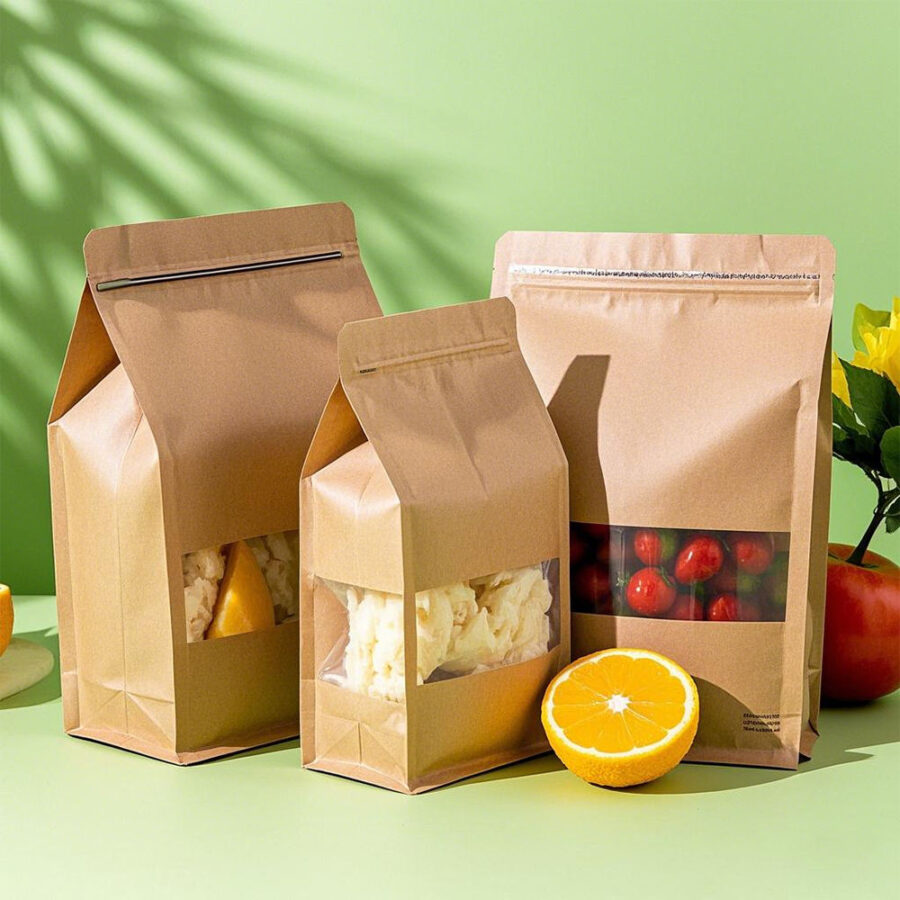 Kraft paper pouches for food packaging and storage