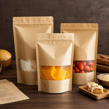 Kraft paper pouches for food packaging and storage