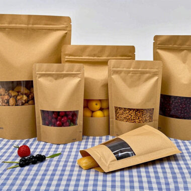 Kraft paper pouches for food packaging and storage