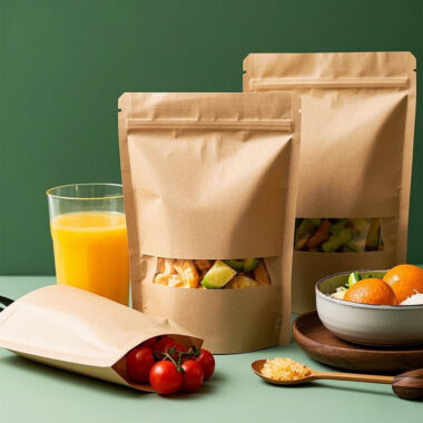 Kraft paper pouches for food packaging and storage