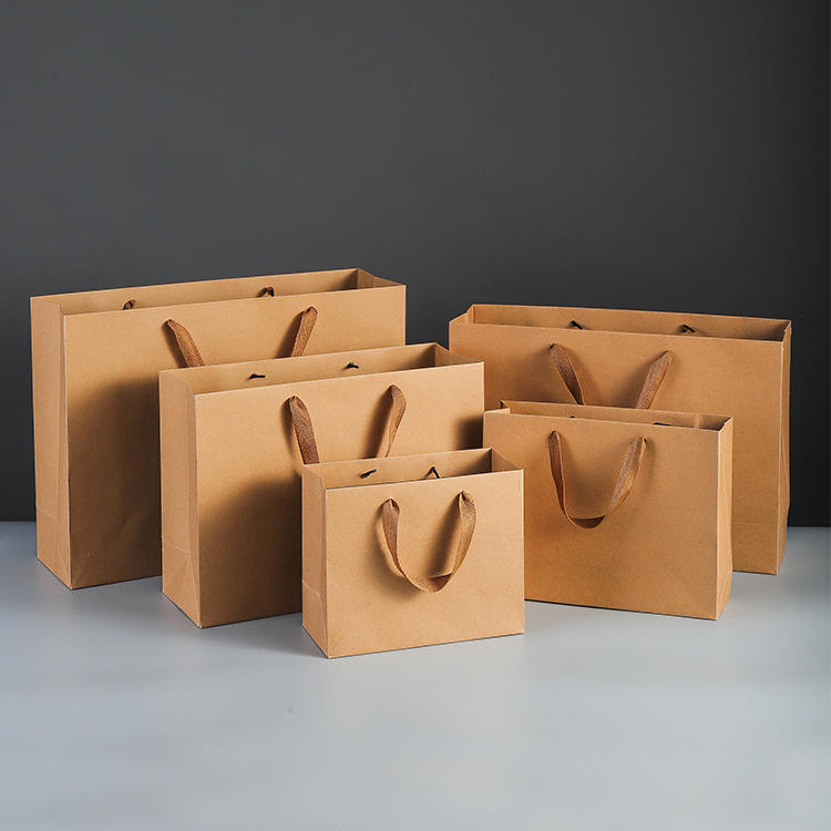 Multi-size kraft paper gift bags for retail and boutique packaging