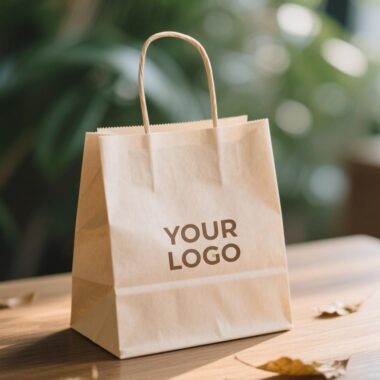 Reusable kraft paper bags for restaurant and coffee takeaway