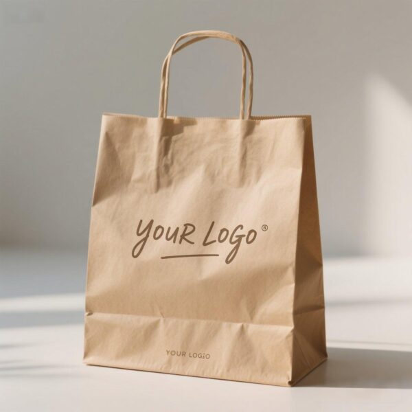 Reusable kraft paper bags for restaurant and coffee takeaway