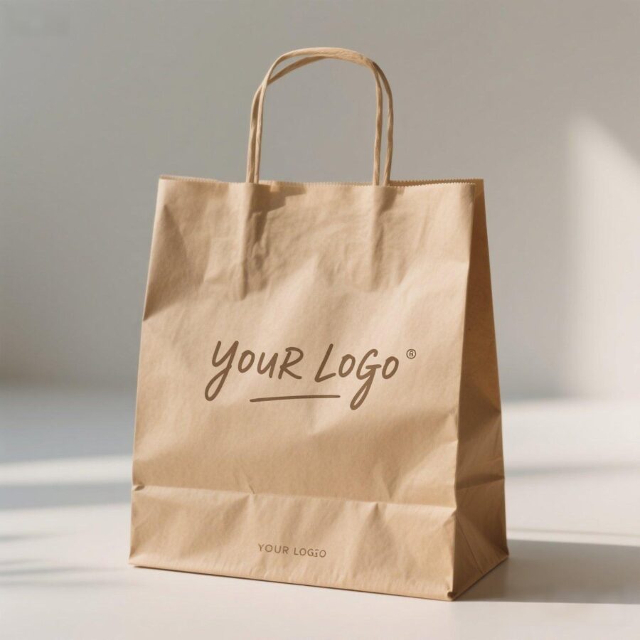 Reusable kraft paper bags for restaurant and coffee takeaway