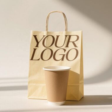 Reusable kraft paper bags for restaurant and coffee takeaway