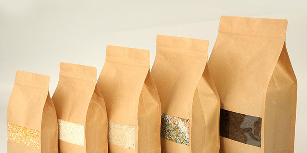 Reusable kraft paper pouch with transparent window