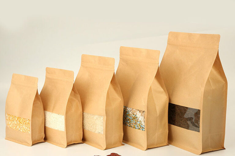 Eco-Friendly Reusable Kraft Paper Pouch (8) Reusable kraft paper pouch with transparent window
