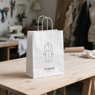 White kraft paper bags for clothing, socks, and pants packaging