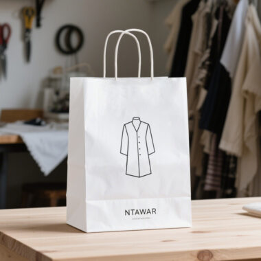 White kraft paper bags for clothing, socks, and pants packaging