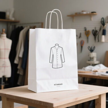 White kraft paper bags for clothing, socks, and pants packaging