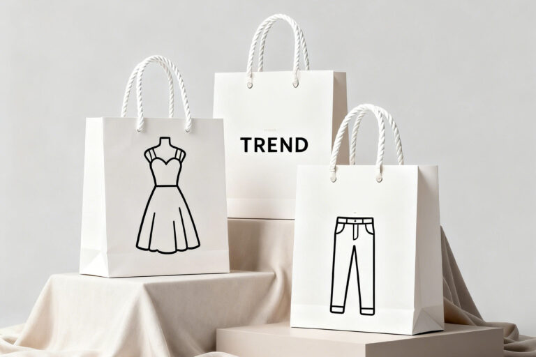 Eco-Friendly White Kraft Paper Bags Supplier (4) White kraft paper bags for clothing, socks, and pants packaging