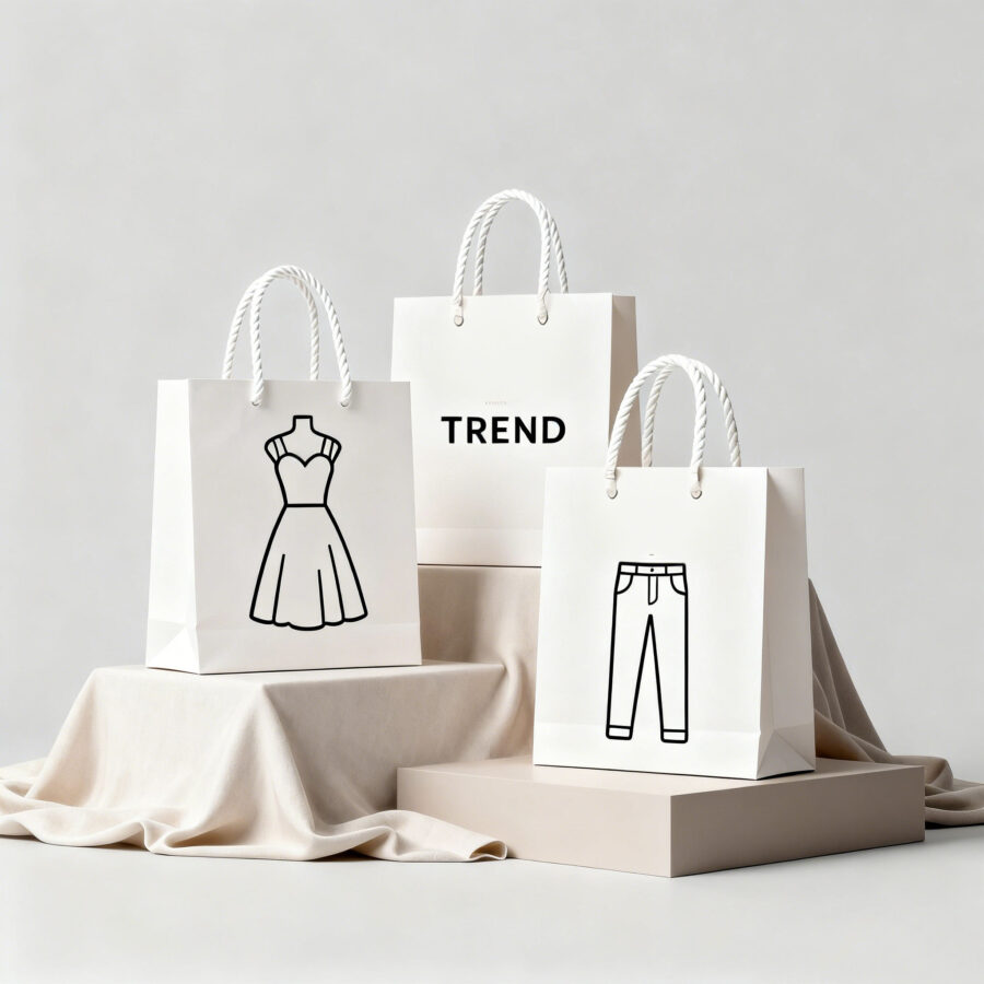 White kraft paper bags for clothing, socks, and pants packaging