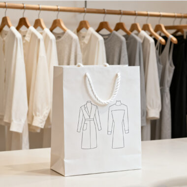 White kraft paper bags for clothing, socks, and pants packaging