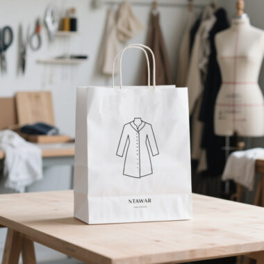 White kraft paper bags for clothing, socks, and pants packaging