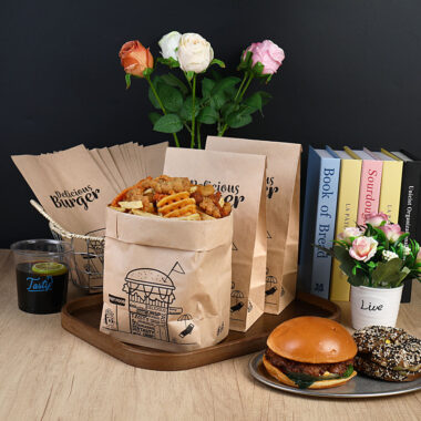 Greaseproof paper bags for burgers and bakery items