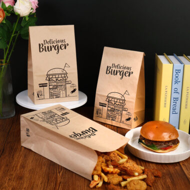 Greaseproof paper bags for burgers and bakery items
