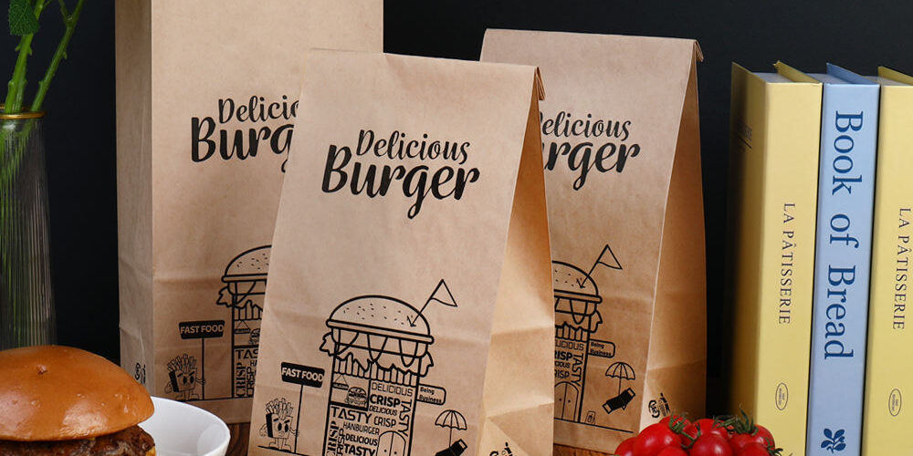 Greaseproof paper bags for burgers and bakery items