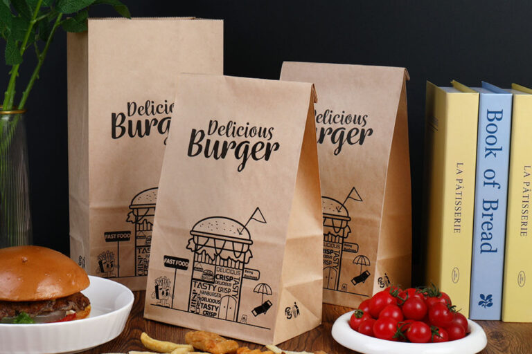 Greaseproof paper bags for burgers and bakery items
