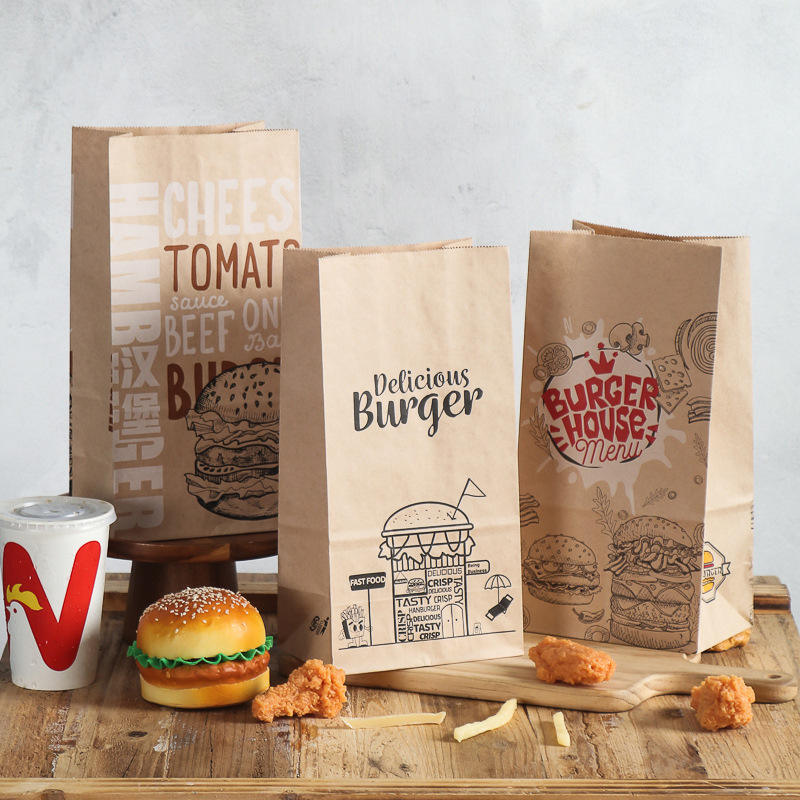 Greaseproof paper bags for burgers and bakery items