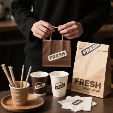 Kraft paper bags for coffee, milk tea, and cake packaging
