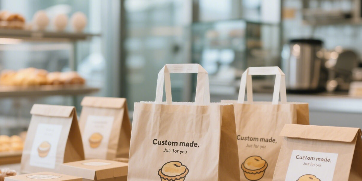 Kraft paper bags for coffee, milk tea, and cake packaging