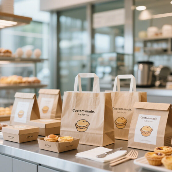 Kraft paper bags for coffee, milk tea, and cake packaging