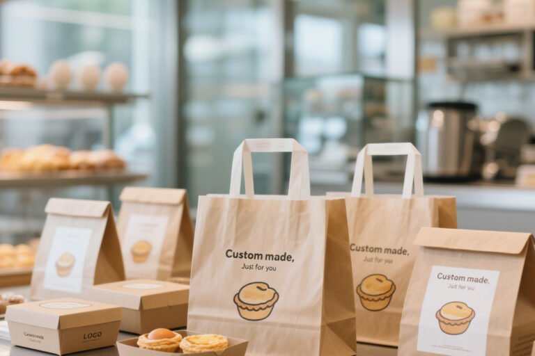 Food-Grade Kraft Paper Bags for Café and Bakery (4) Kraft paper bags for coffee, milk tea, and cake packaging