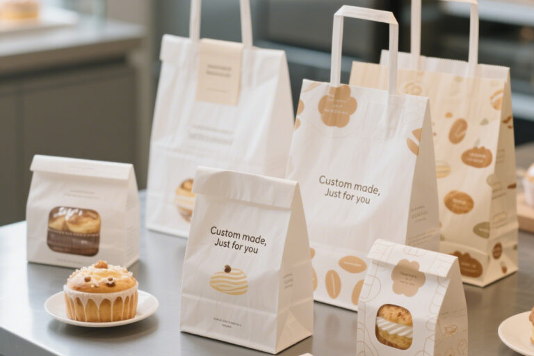 Kraft paper bags for coffee, milk tea, and cake packaging