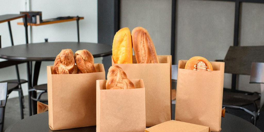 Eco-friendly greaseproof food paper bags for takeaway packaging