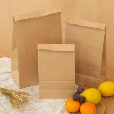 Durable brown kraft food paper bags for bakery and takeaway