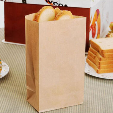 Durable brown kraft food paper bags for bakery and takeaway