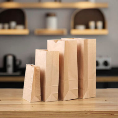 Durable brown kraft food paper bags for bakery and takeaway