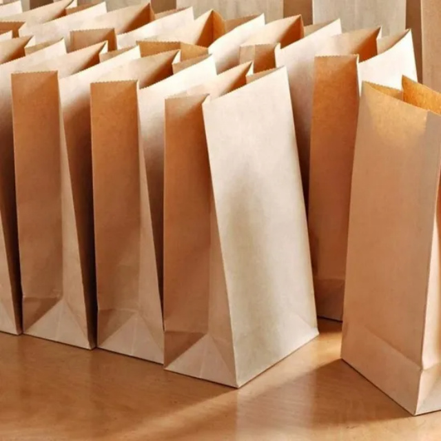 Durable brown kraft food paper bags for bakery and takeaway