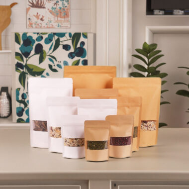 Durable kraft paper pouches for food and retail use