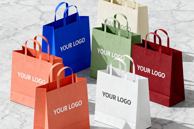 Luxury eco-friendly kraft paper shopping bags for retail stores