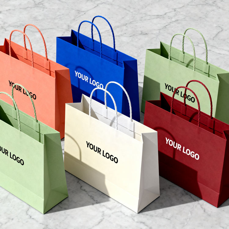 Luxury eco-friendly kraft paper shopping bags for retail stores