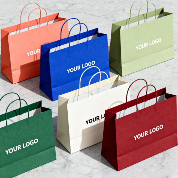 Luxury eco-friendly kraft paper shopping bags for retail stores