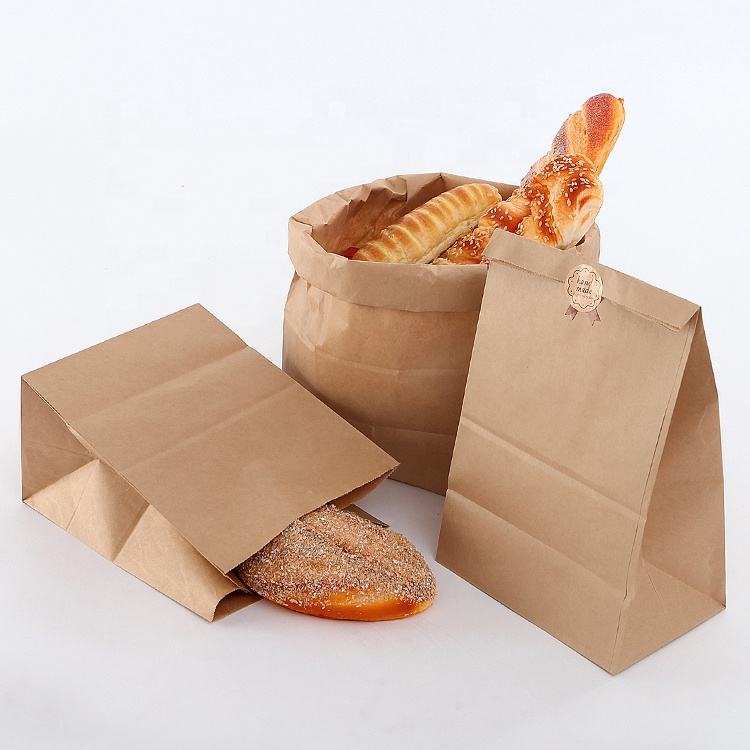Eco-friendly greaseproof kraft paper bags for bread packaging